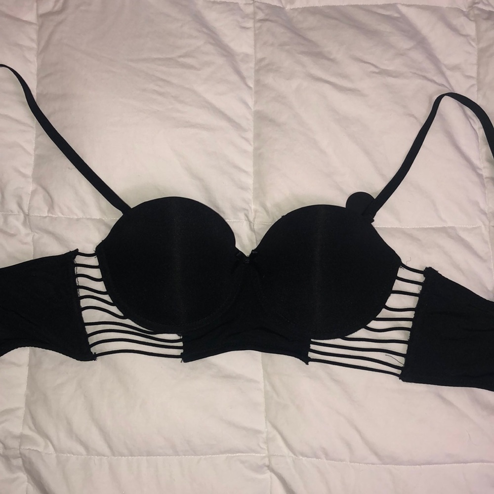 Bra with little black tie in middle